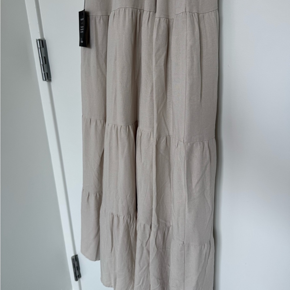 Lulu's Cream Tiered Midi Dress with Button Front - Picture 9 of 15